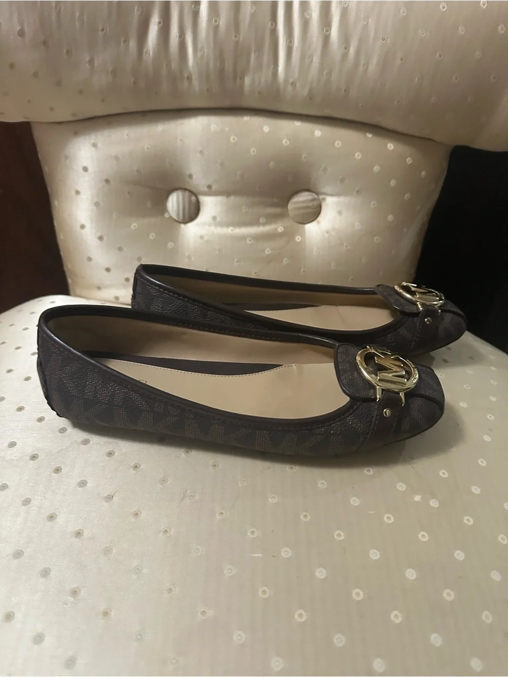Michael Kors Fulton Moccasin Flat Shoes (Brown Signature Studded) NWOT - Picture 2 of 8